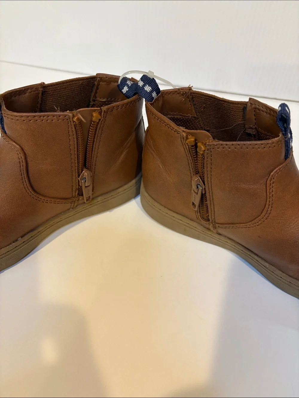 Kids Brown Leather-Look Ankle Boots